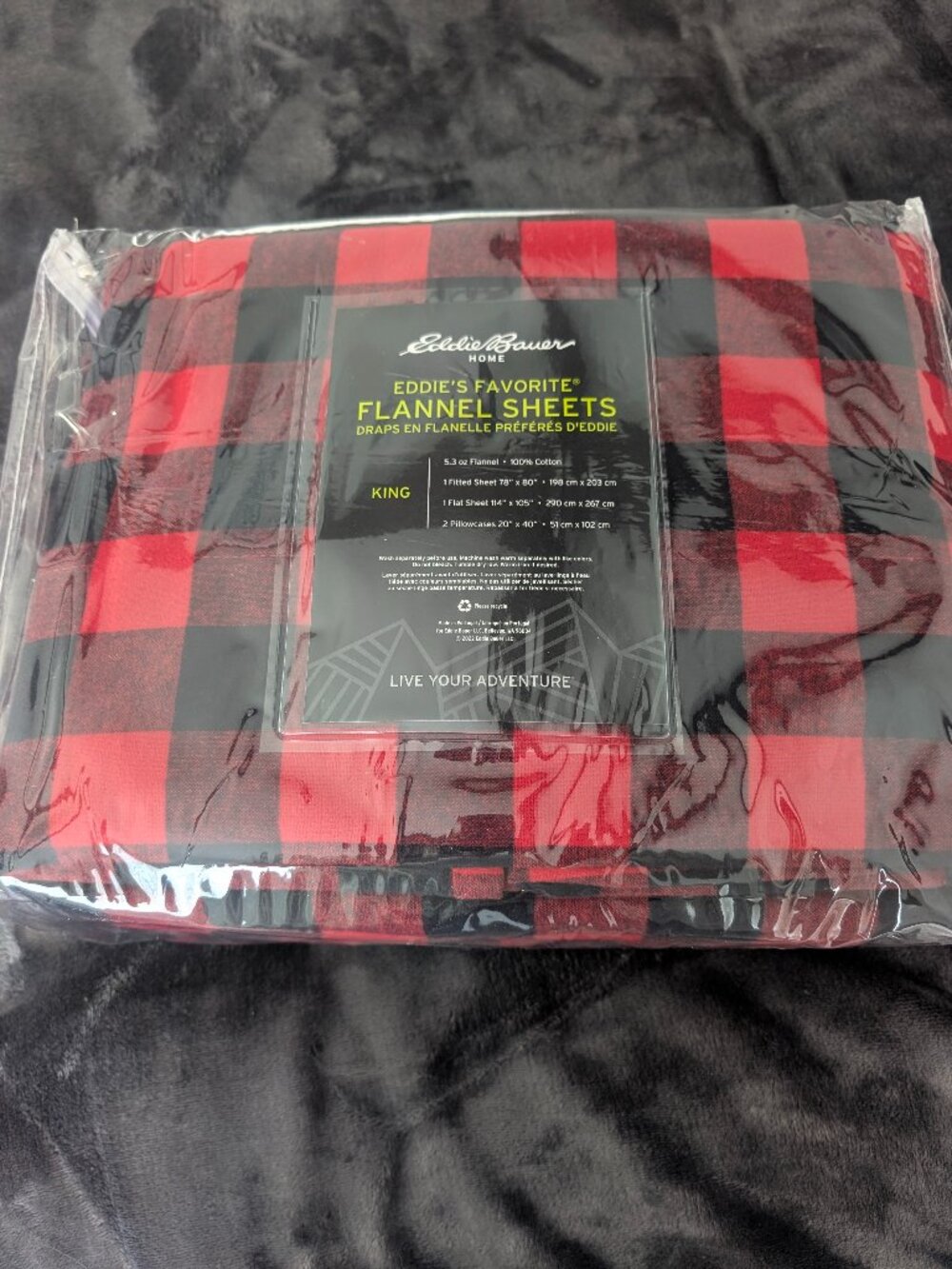 Eddie Bauer King Flannel Sheet Set NWT
